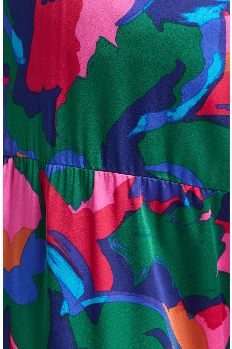 Gem Tone Smocked Waist Satin Flare Pants, Alternate, color, MAGENTA-BLUE-GREEN