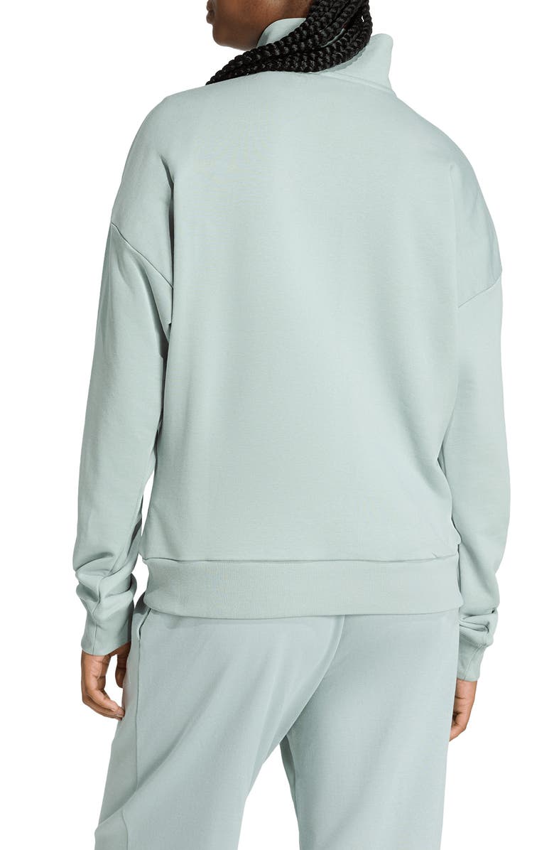 adidas French Terry Quarter Zip Sweatshirt, Alternate, color, Wonder Sage/ White