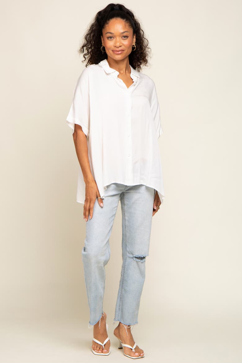 Button Up Dolman Short Sleeve Top, Alternate, color, White