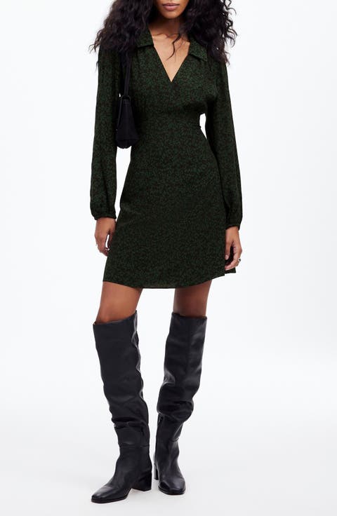 Floral Long Sleeve Mini Shirtdress