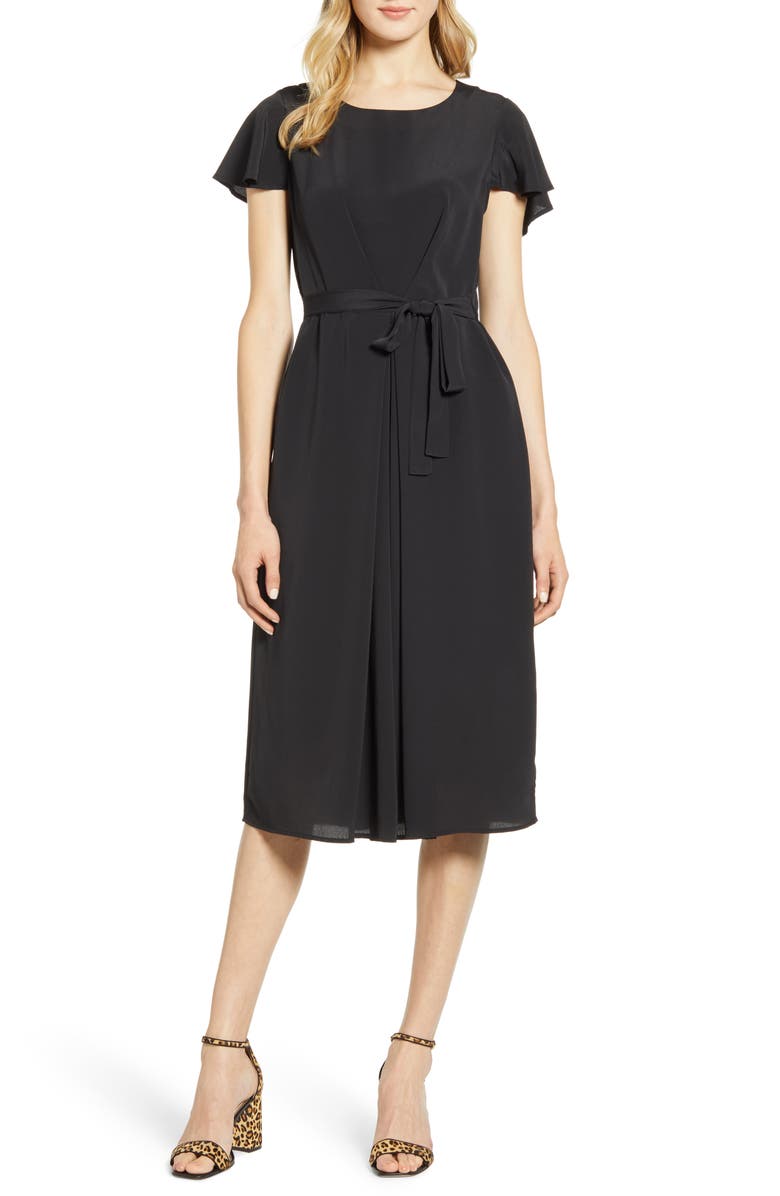 Bobeau Pleated Woven Dress, Main, color,