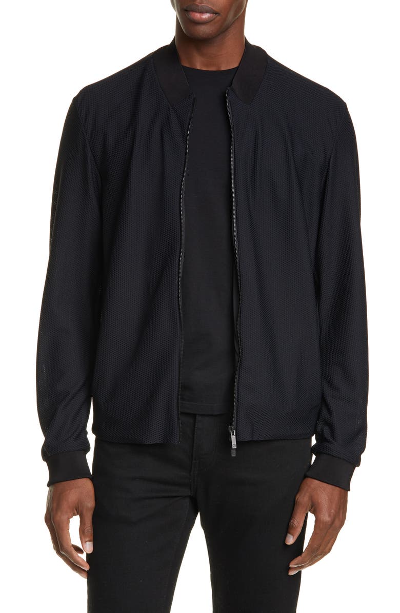 Giorgio Armani High Tech Honeycomb Mesh Bomber Jacket, Main, color,