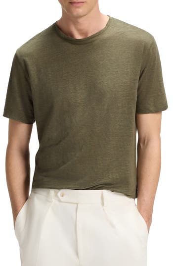 Hugo Boss Boss X Beckham Taut Linen T-shirt In Green