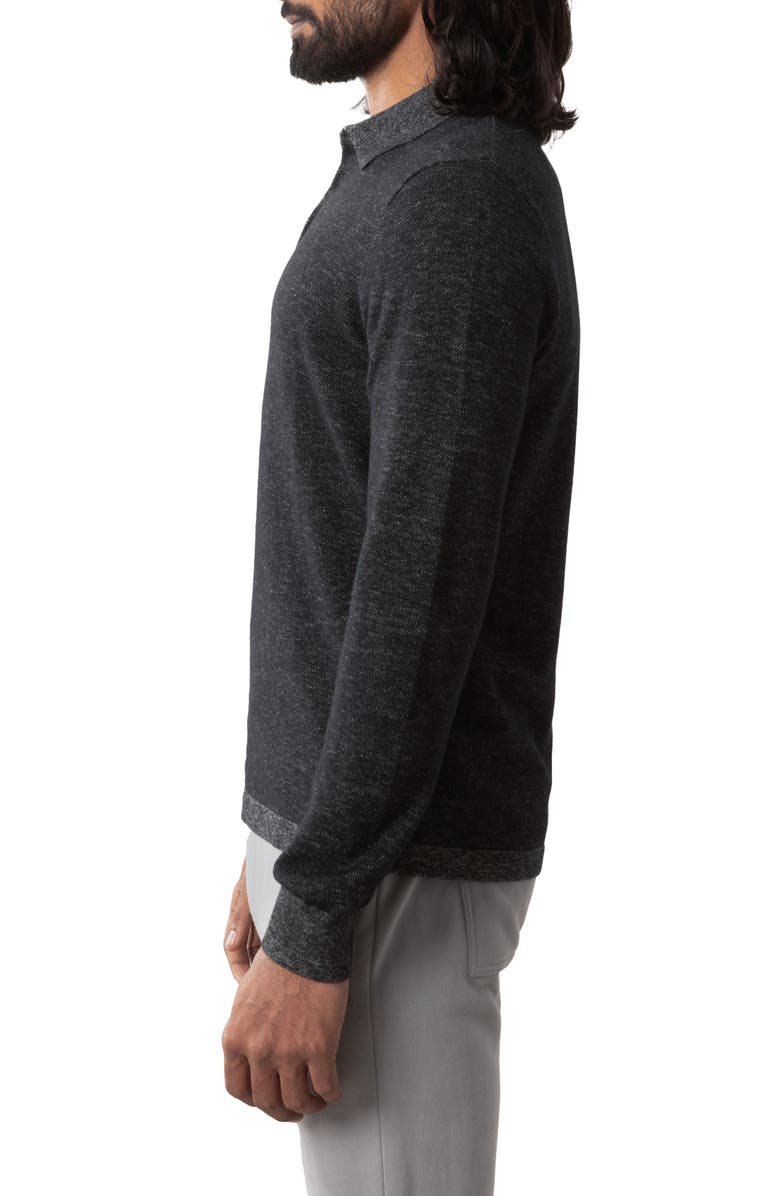 Robert Barakett Fielder Cotton & Cashmere Piqué Polo Sweater, Alternate, color, Black