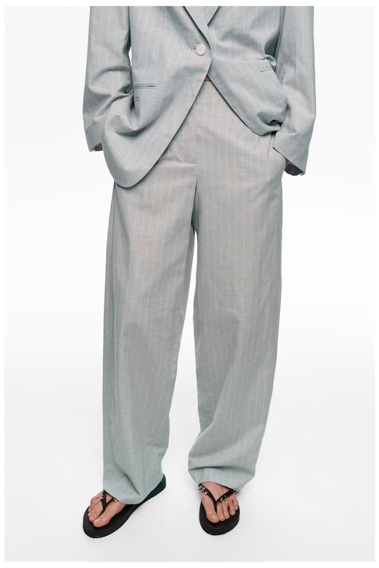 Striped Darted Trousers, Alternate, color, LIGHT GREY