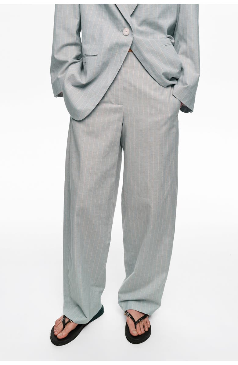 Bimba y Lola Striped Darted Trousers, Alternate, color, Light Grey