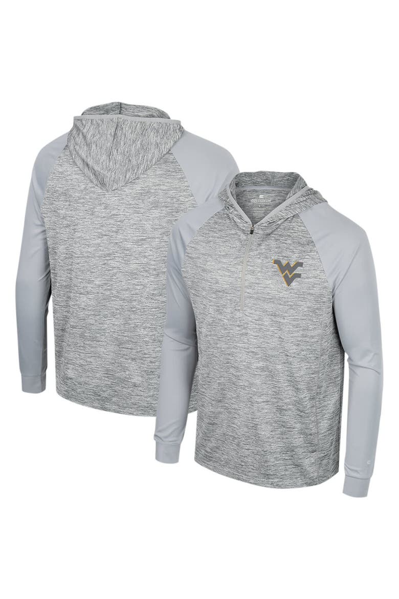 Men's Colosseum Gray West Virginia Mountaineers Cybernetic Raglan Quarter-Zip Hooded Top, Alternate, color, Gray