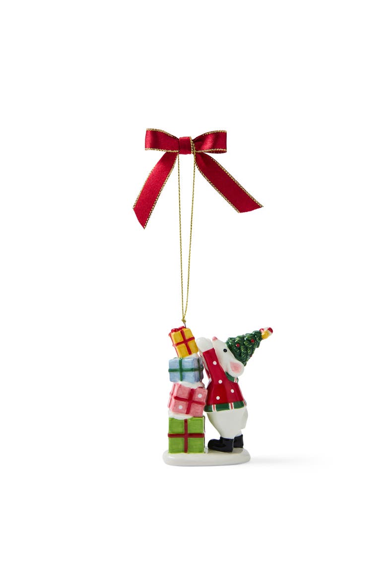 Christmas Tree Mouse Knocking Over Gifts Ornament, Main, color, Multi