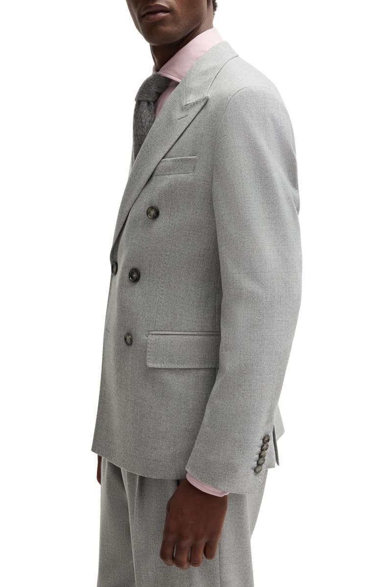 BOSS Camel Heston Plaid Virgin Wool Suit, Alternate, color, Open Grey