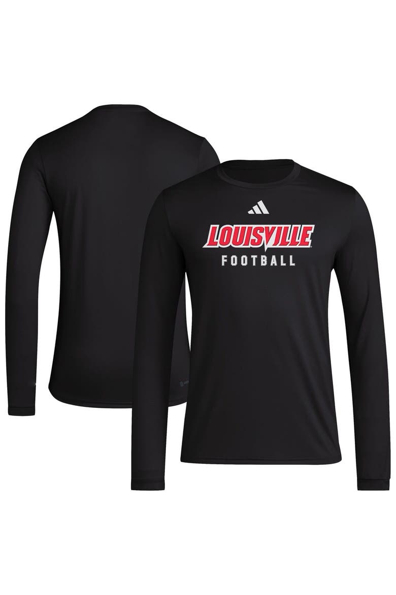 Men's adidas  Black Louisville Cardinals Locker Practice Football Pre-Game Long Sleeve T-Shirt, Main, color, Black