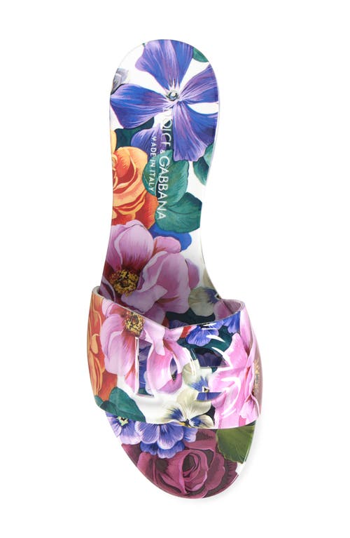 Dolce & Gabbana Dolce&gabbana Bianca Interlock Slide Sandal In Mix Fiori Cretonne