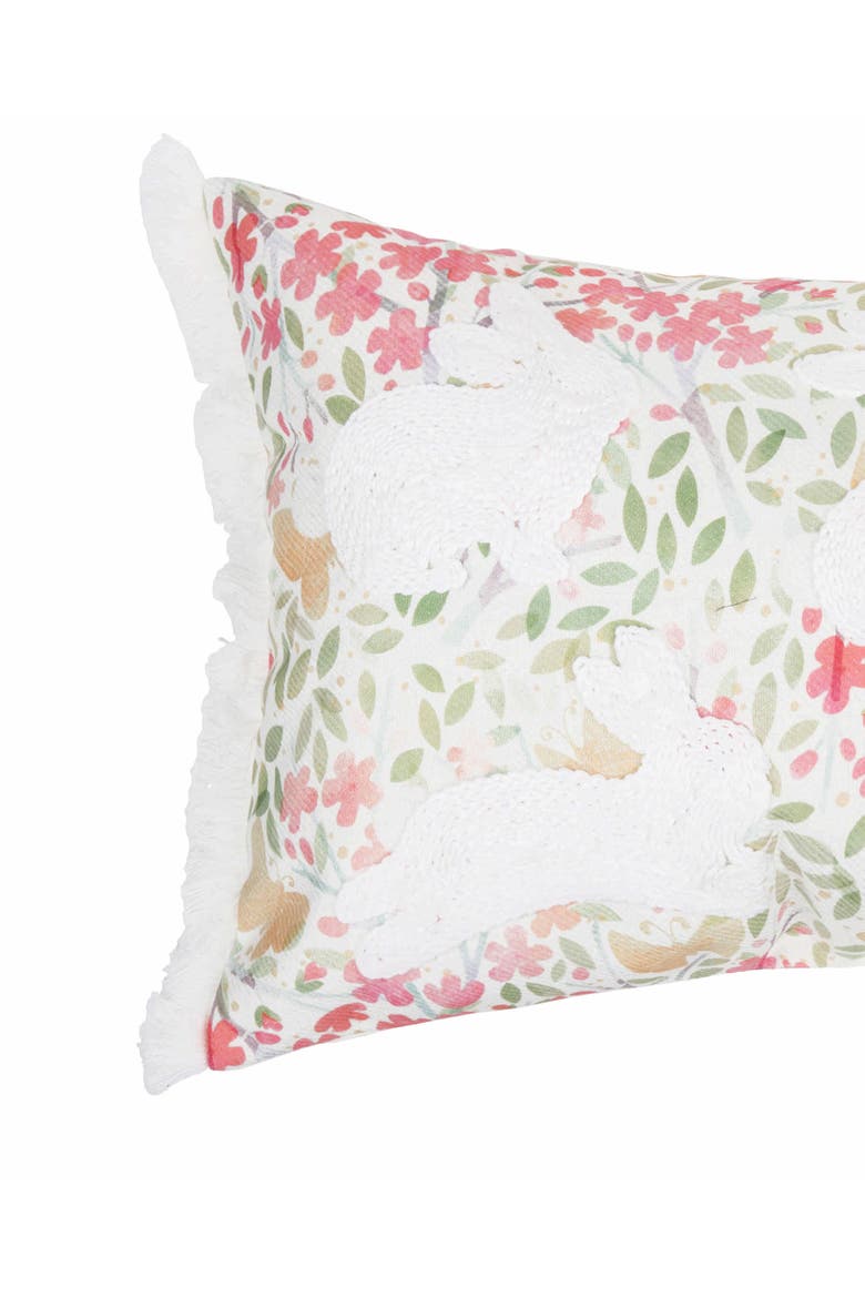 Easter Bunnies & Flowers Cotton Blend Mini Lumbar Accent Pillow 13" x 20", Alternate, color, Pink