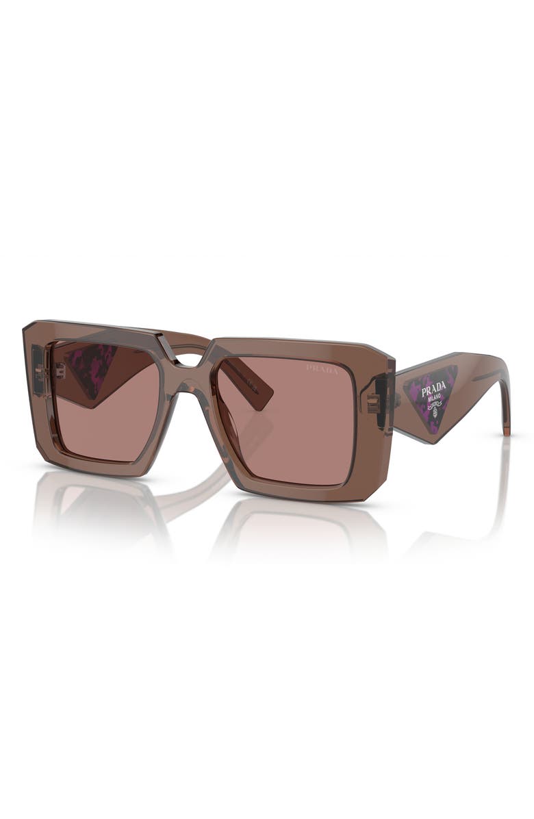 Prada 56mm Square Sunglasses, Alternate, color, Lite Brown