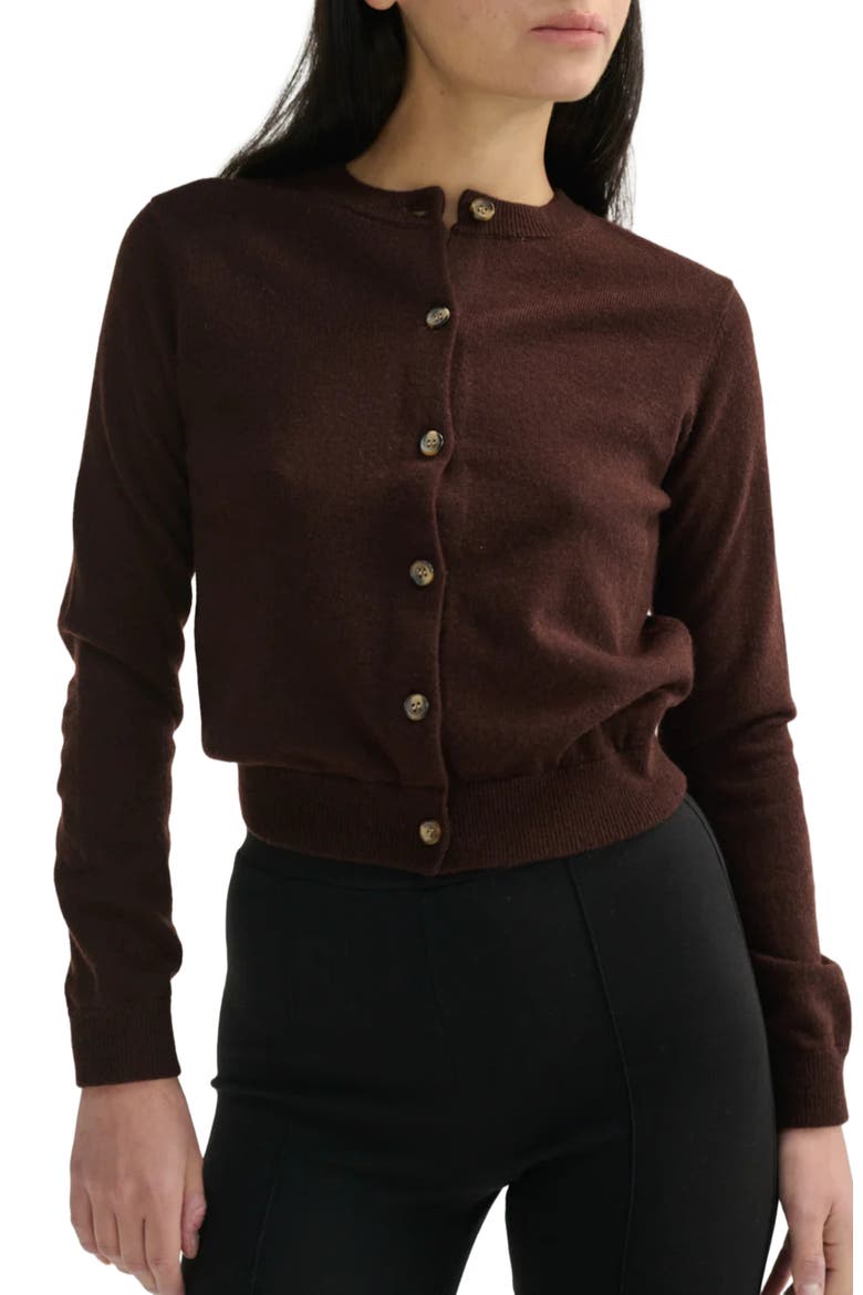 Classic Crew Wool Cardigan, Alternate, color, Dark Espresso