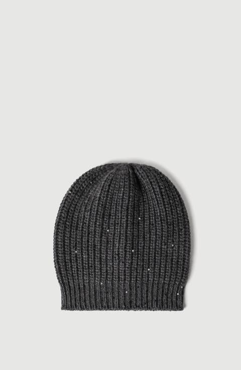 Cashmere and silk Diamond yarn knit beanie