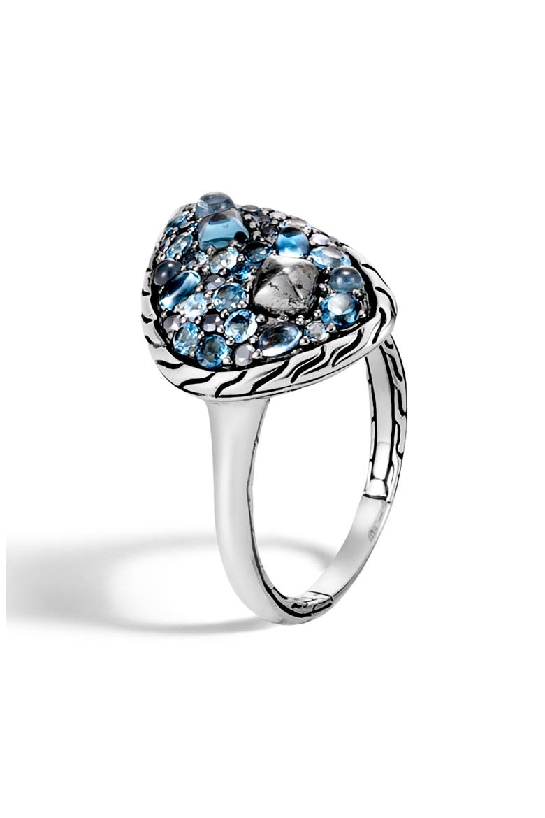 Classic Chain Small Stone Ring, Alternate, color, SILVER/ BLUE TOPAZ