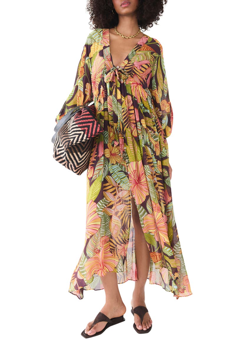 Kantuta Kaftan Midi Dress, Main, color, WINE