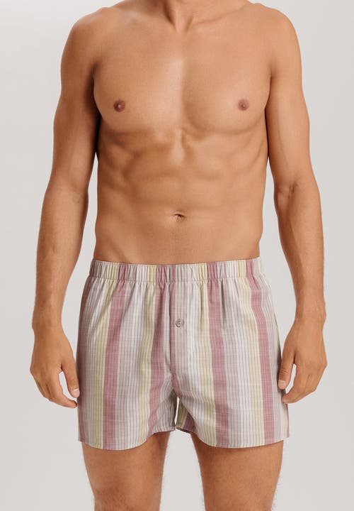 Hanro Fancy Woven Cotton Boxer In Bluewood Stripe