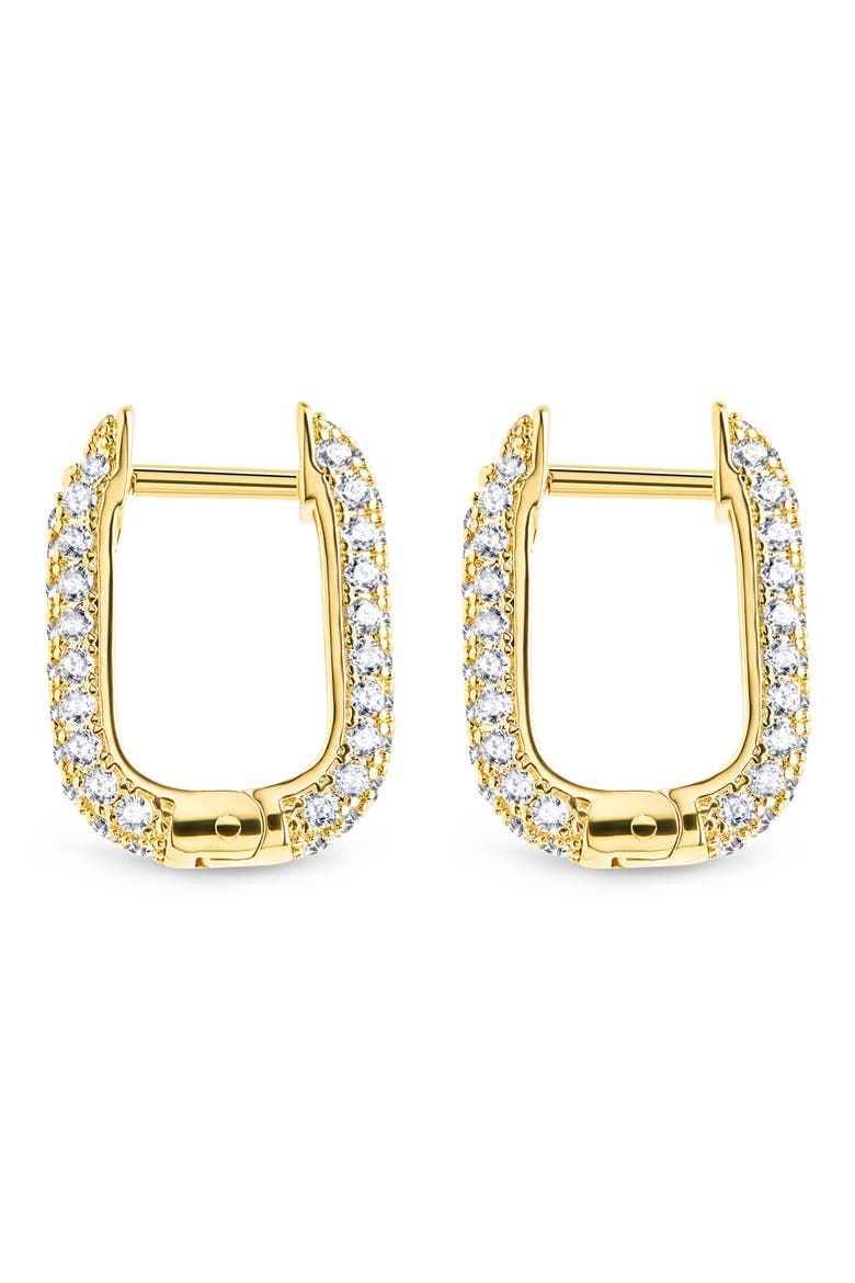 Francesca Cubic Zirconia Rectangular Hoop Earrings, Alternate, color, GOLD