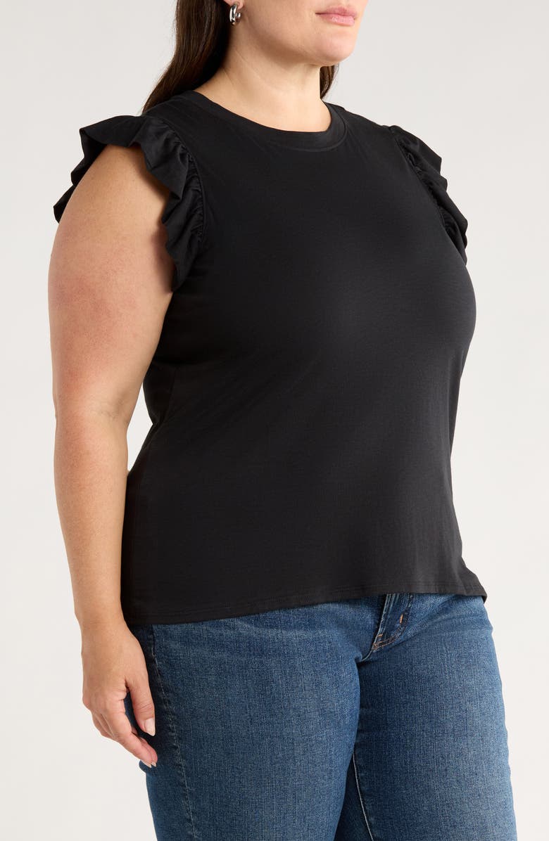 Caslon<sup>®</sup> Ruffle Sleeve Top, Alternate, color, Black