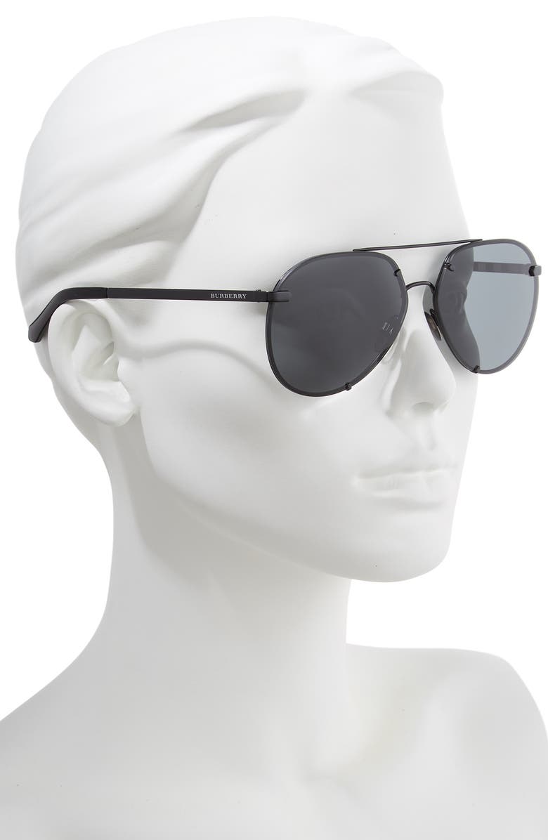 Burberry Trench 61mm Aviator Sunglasses, Alternate, color, 