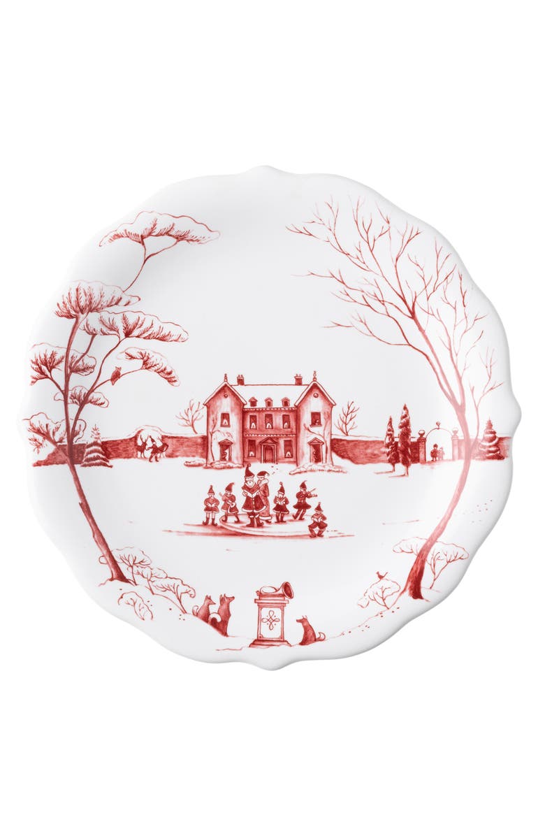 Juliska Country Estate Winter Frolic Set of 4 Party Plates, Alternate, color, Ruby