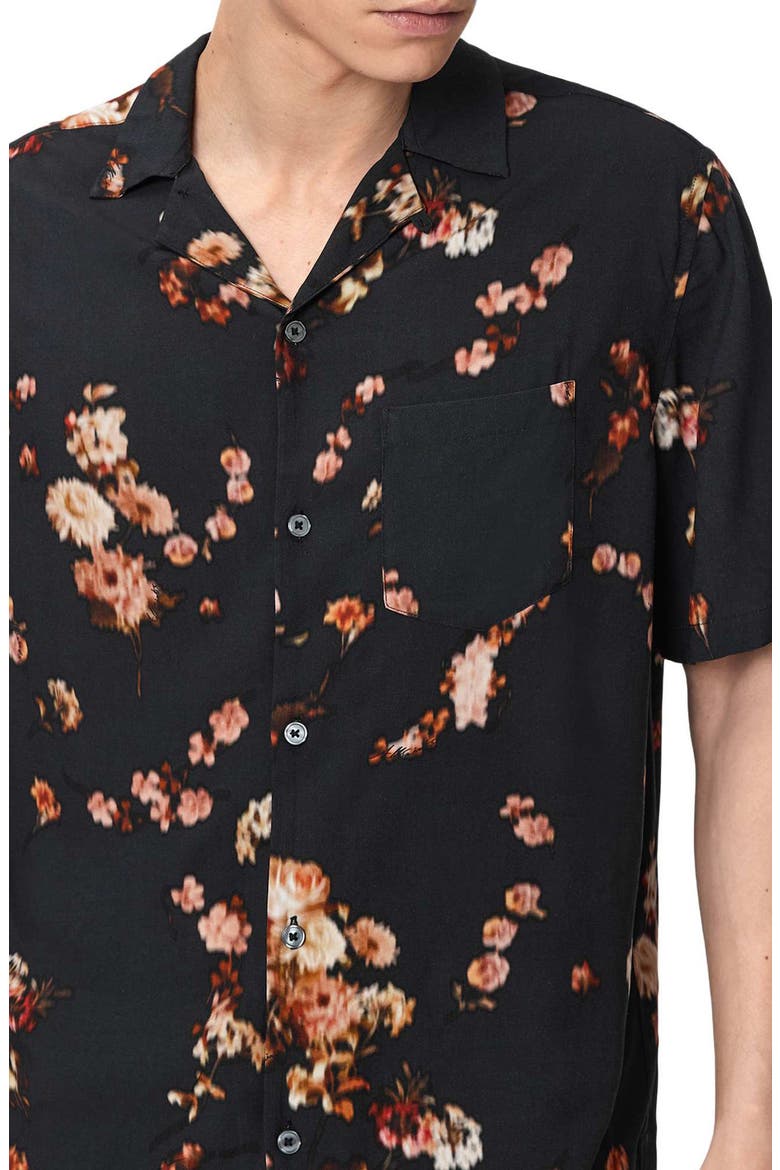 Karmada Floral Camp Shirt, Alternate, color, BLACK
