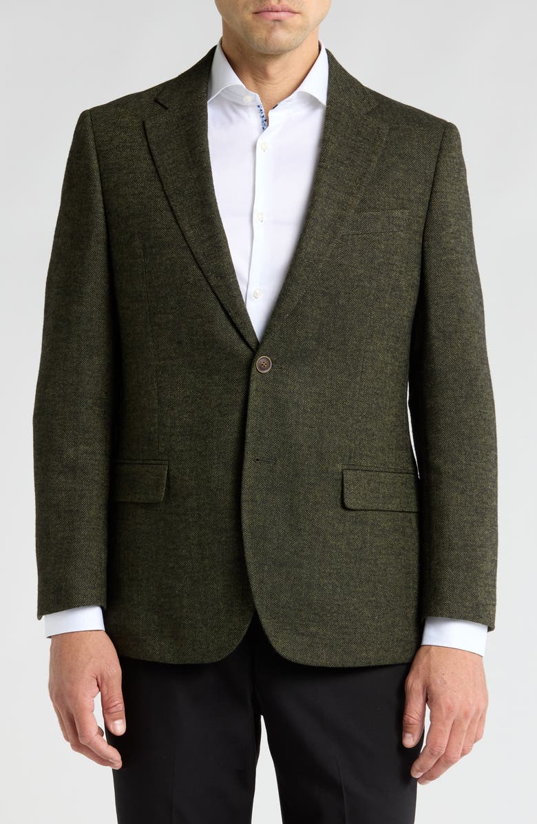 Nautica Branford Herringbone Sport Coat, Alternate, color, Olive