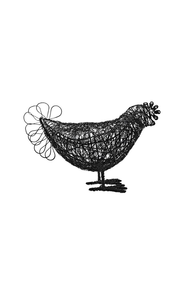 Wire Hen Bird Figure Black Metal, Main, color, Black