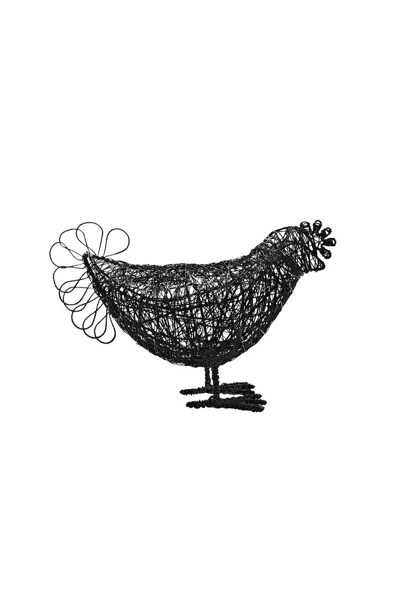 Foreside Home and Garden Wire Hen Bird Figure Black Metal, Main, color, Black
