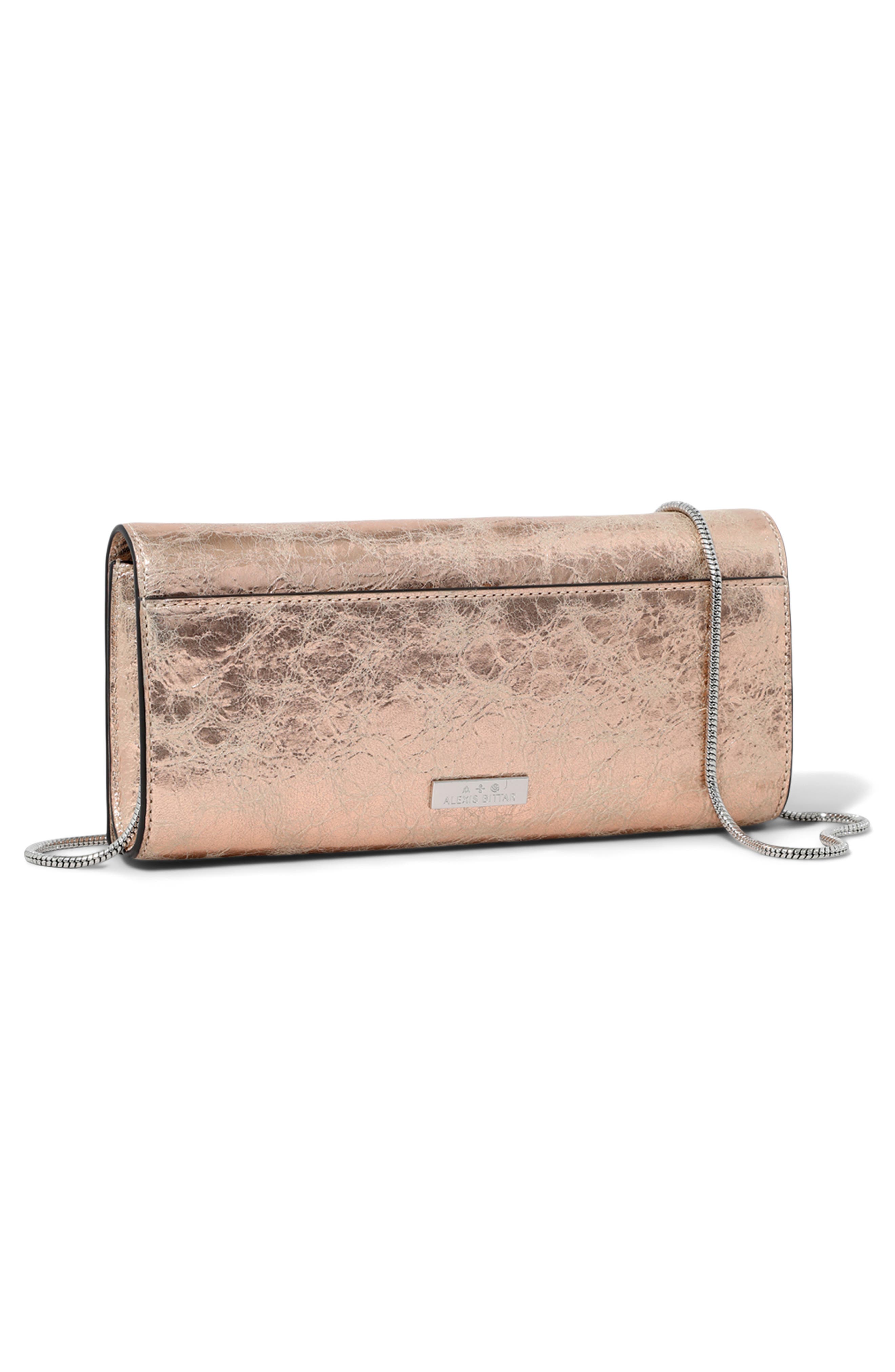 Alexis Bittar Crystal Curve Clutch, Alternate, color, Crushed Rose Gold