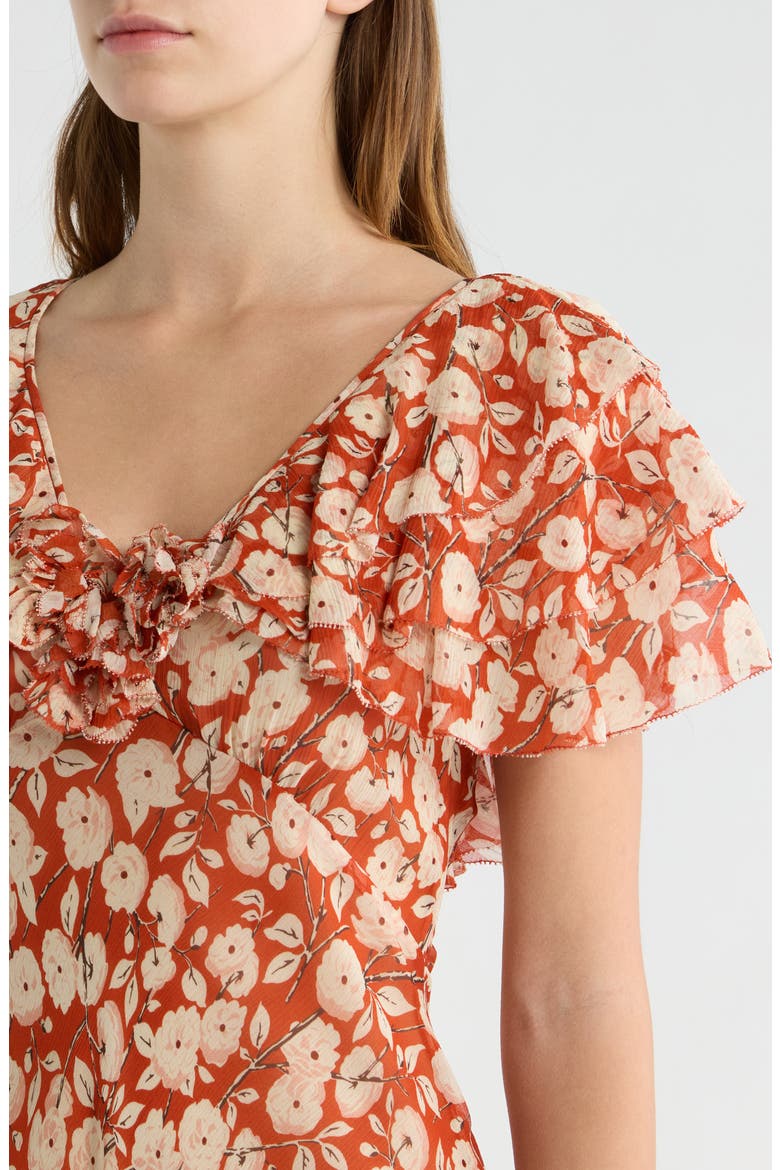 Alcida Floral Silk Minidress, Alternate, color, ROUGE AMBRIDGE ROSE