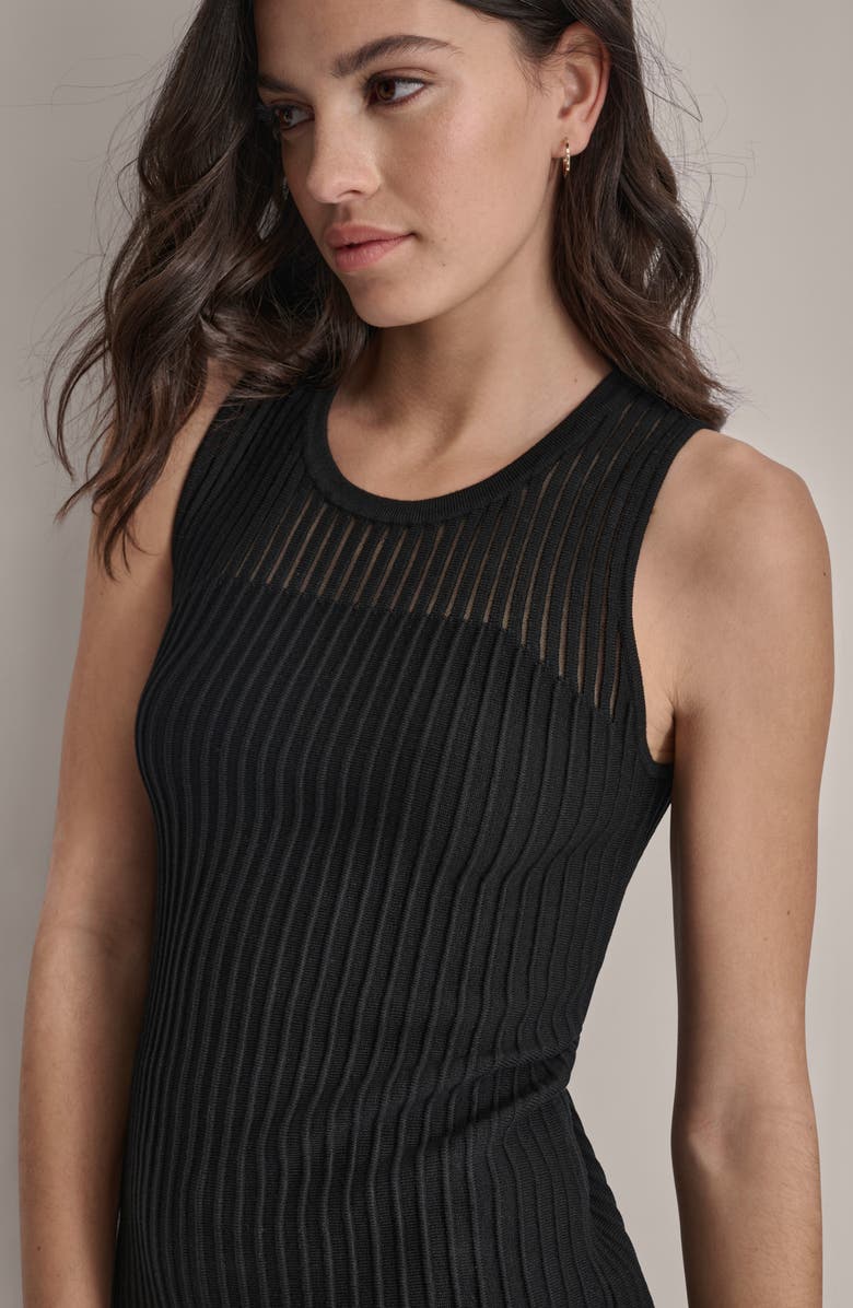 DKNY Stripe Sheer Yoke Sleeveless Sweater, Alternate, color, 
