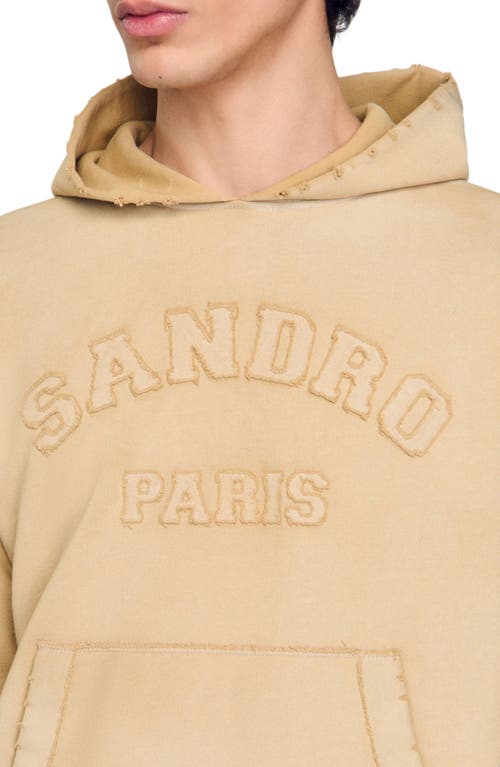 Sandro Patch Hoodie In Neutral
