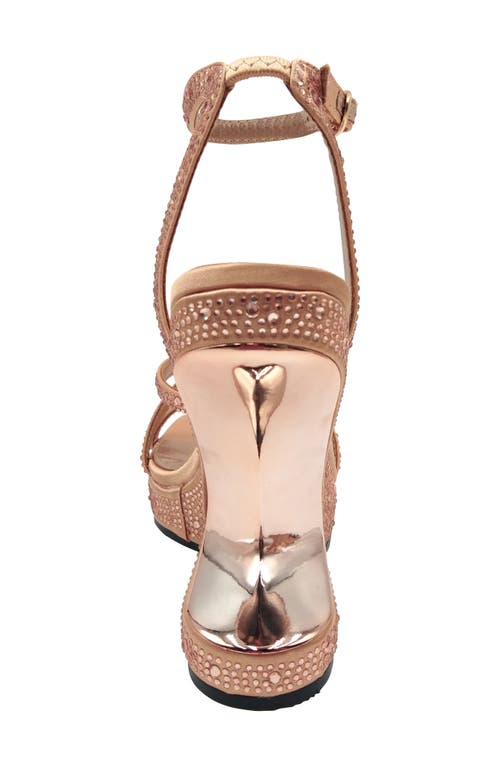 Lady Couture Rhinestone Wedge Sandal In Rose Gold
