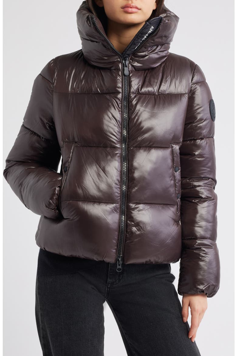 Isla Water Resistant Puffer Coat, Alternate, color, BROWN BLACK