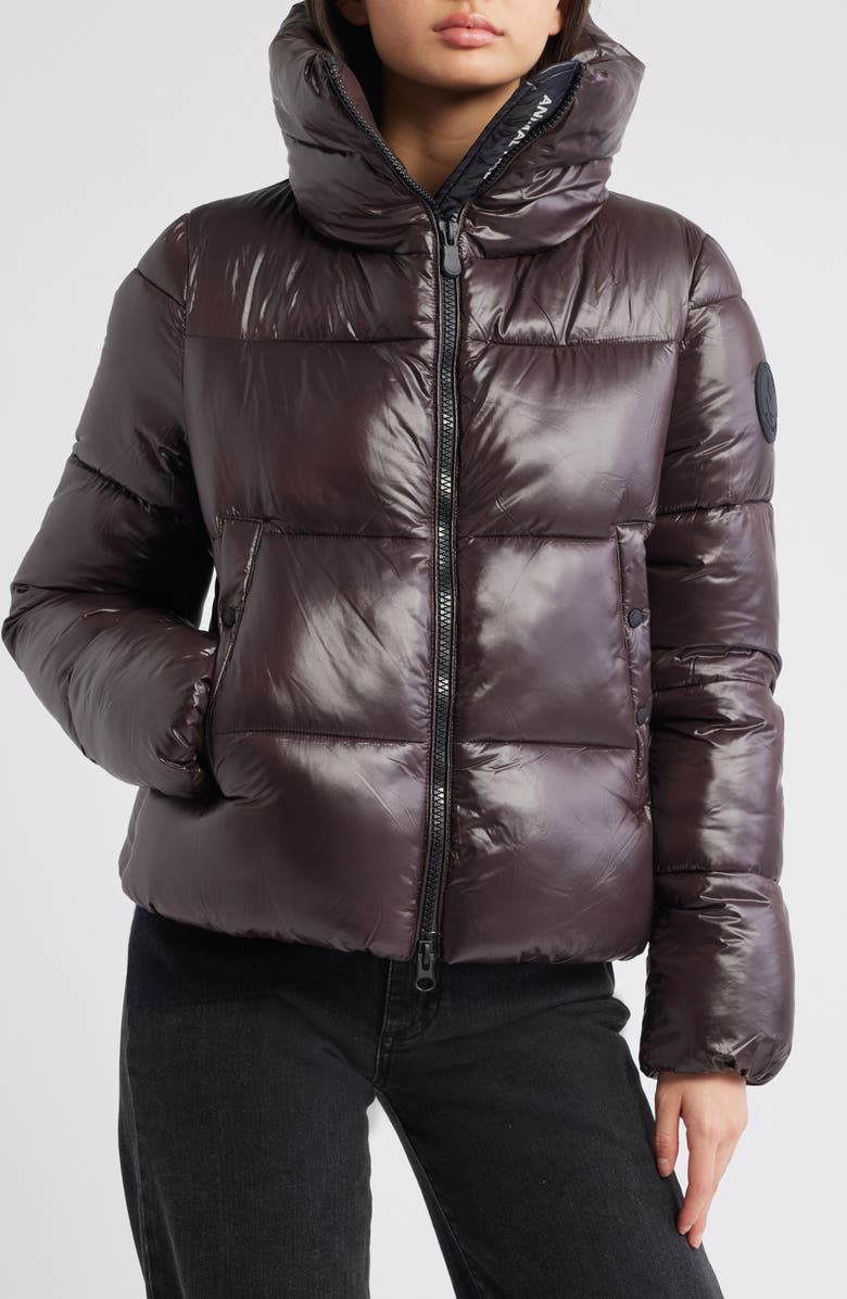 Save The Duck Isla Water Resistant Puffer Coat, Alternate, color, Brown Black