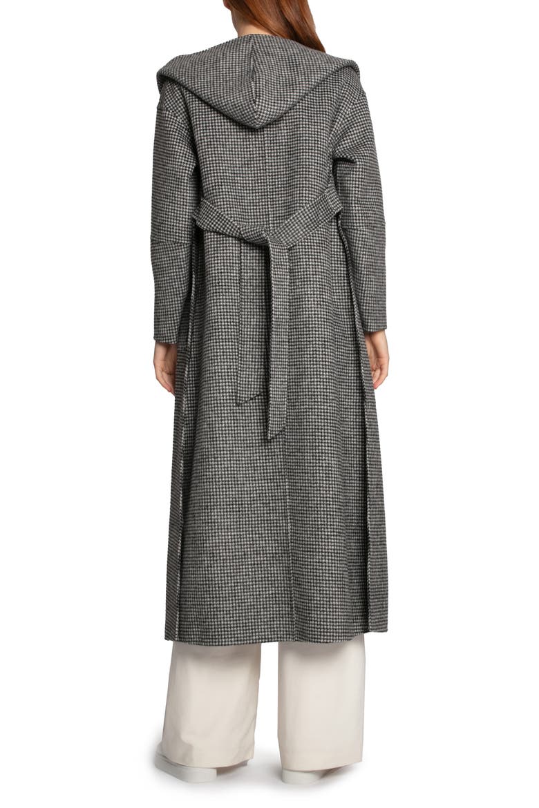 Walk My Way Wool Blend Hooded Coat, Alternate, color, BLACK/WHITE