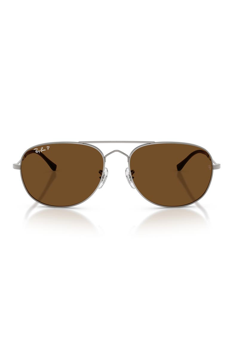 Bain Bridge 60mm Gradient Polarized Pillow Sunglasses, Main, color, GUNMETAL / POLAR BROWN