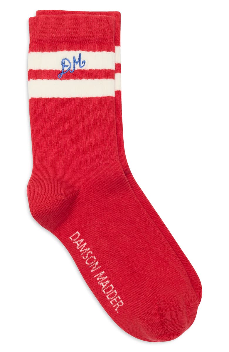 Damson Madder Sporty Stripe Crew Socks, Alternate, color, Red