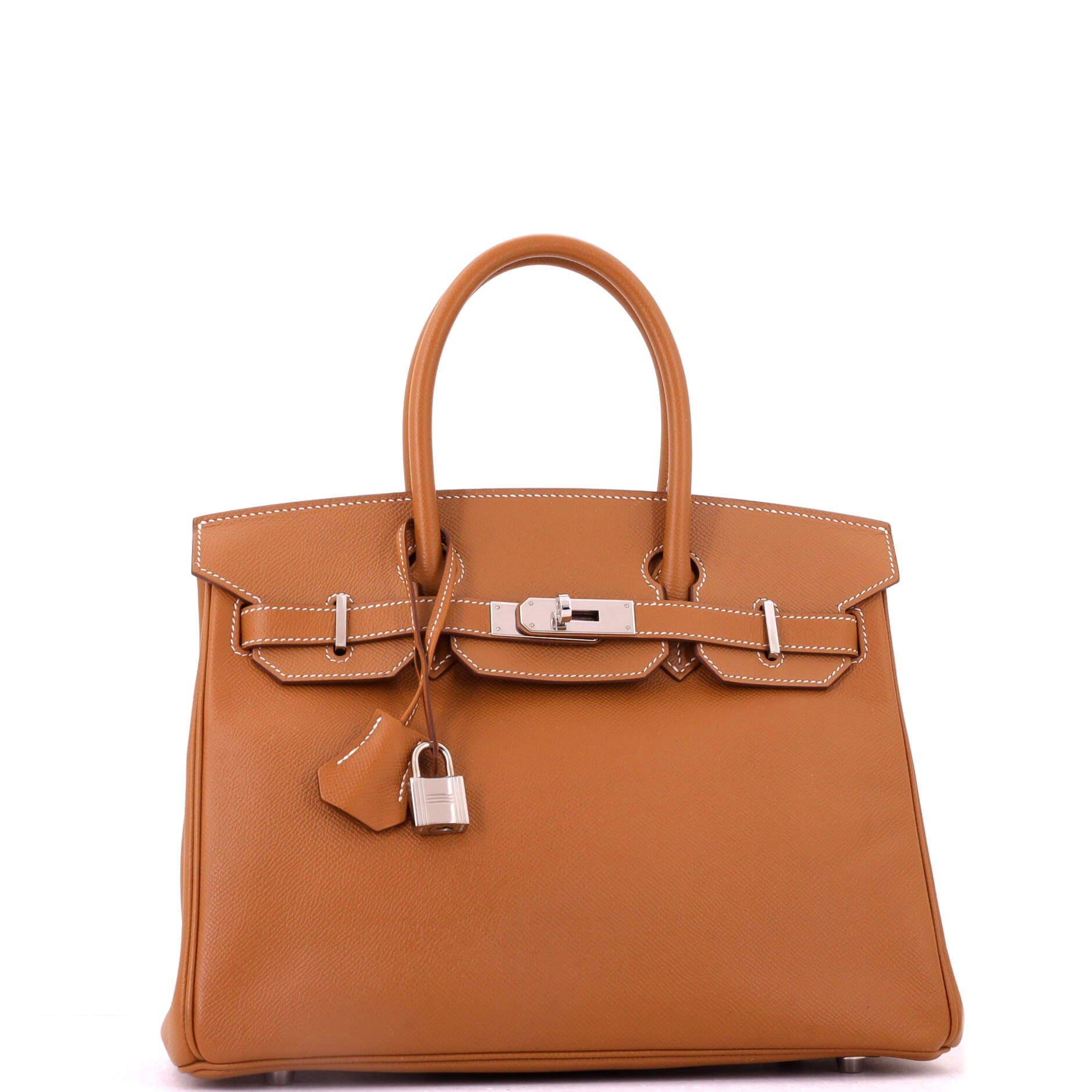 Birkin Handbag Brown Epsom with Palladium Hardware 30, Alternate, color, Metallic Gold