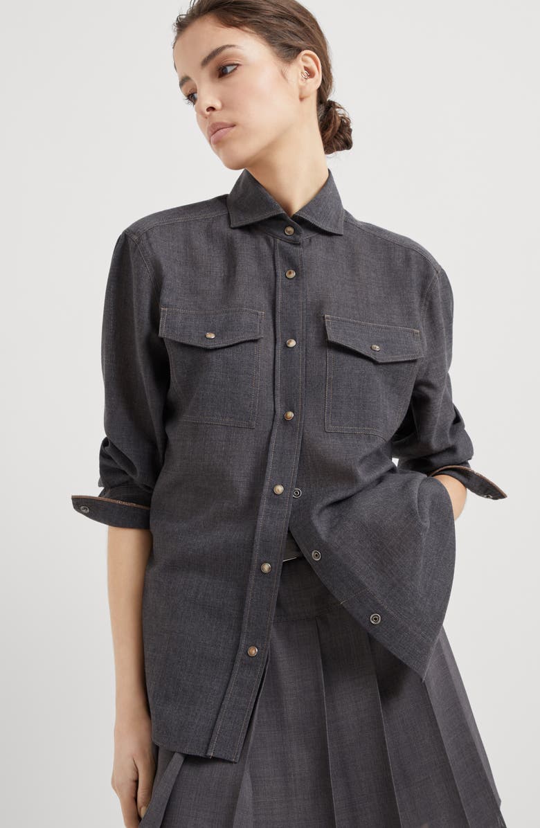 Brunello Cucinelli Organza shirt, Alternate, color, 