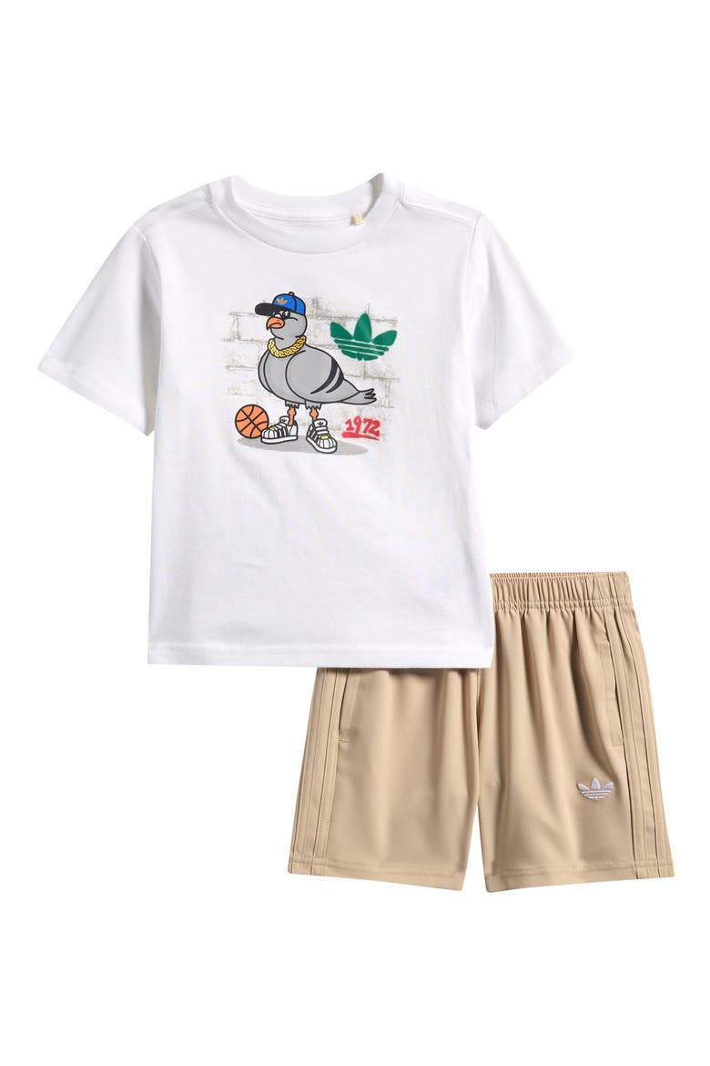 Kids' Logo Graphic T-Shirt & Shorts Set, Main, color, WHITE MULTI