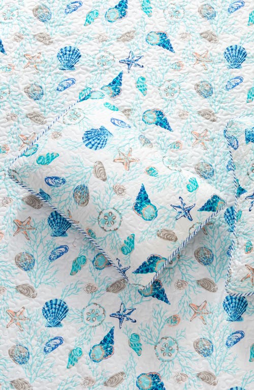 Woven & Weft Blue Coral Reversible Microfiber Quilt Set In Blue
