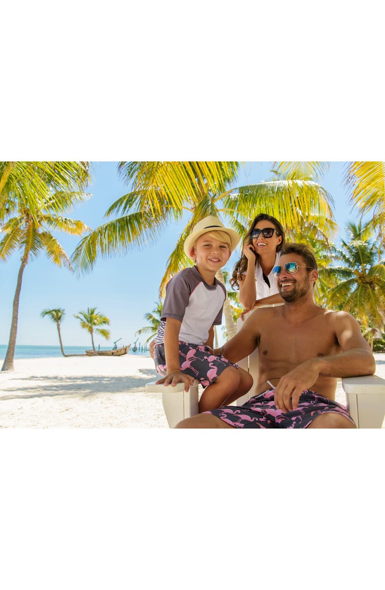 Snapper Rock Flamingo Social Swim Trunks, Alternate, color,