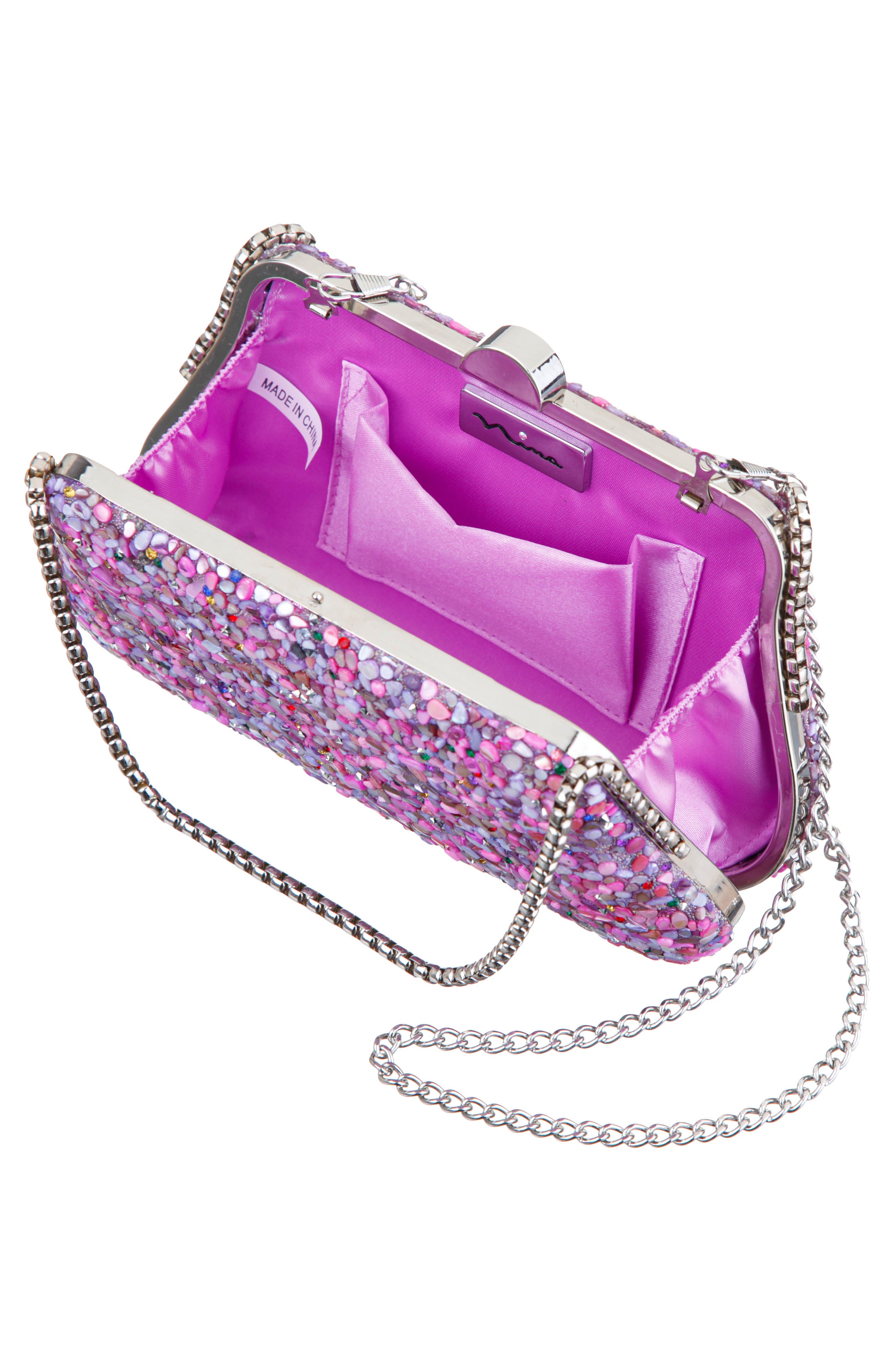 Nina Cheer Embellished Clutch, Alternate, color, Lavender Multi