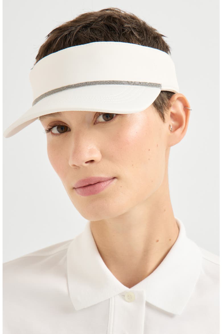 Nylon visor with shiny band, Alternate, color, White