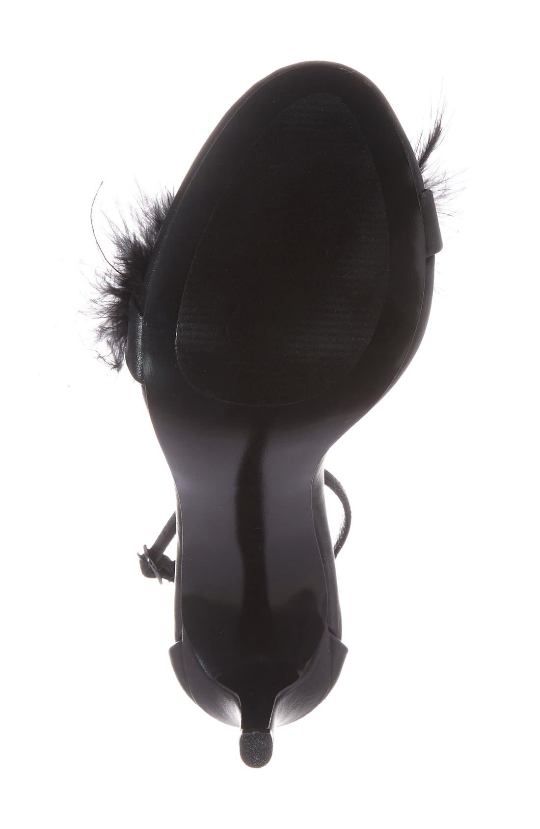 'Scarlett' Marabou Evening Sandal, Alternate, color, BLACK