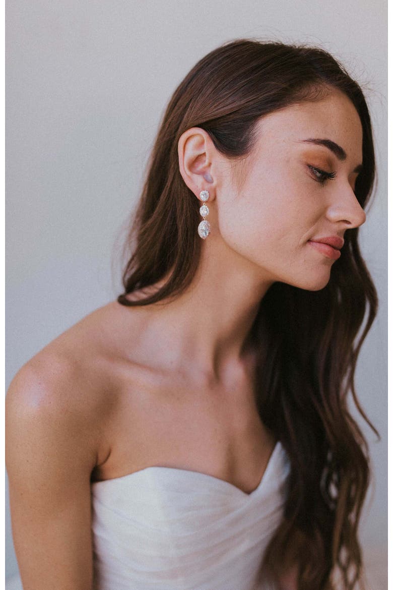 Annette Crystal Drop Earrings, Alternate, color, Silver