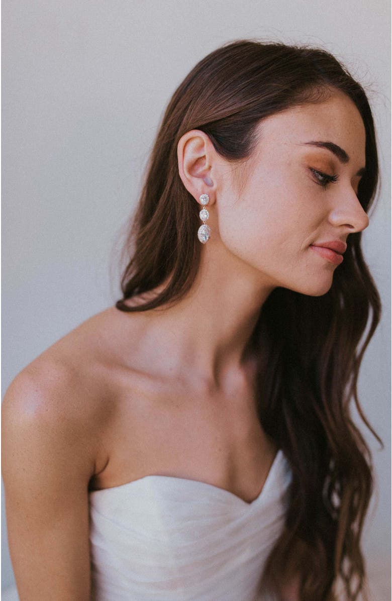 Untamed Petals Annette Crystal Drop Earrings, Alternate, color, Silver